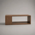 Table basse rectangulaire 120 x 60 x 40 cm chêne massif marron avec étagère ouverte