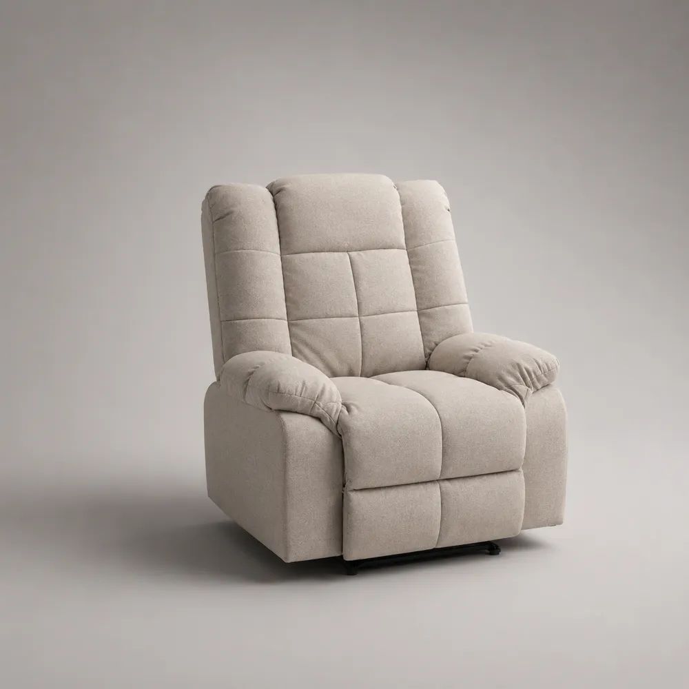 Fauteuil relax inclinable 80 x 90 x 105 cm beige en tissu polyester avec repose-pieds intégré