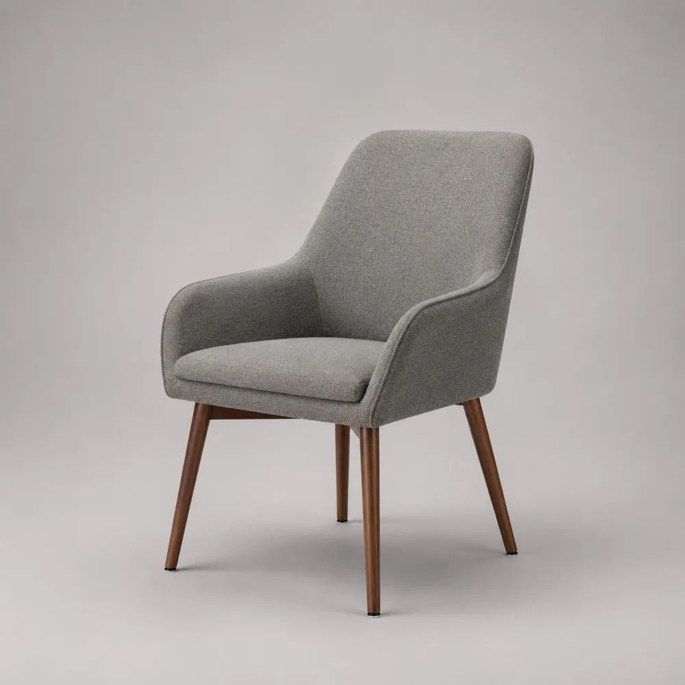 Fauteuil de salon 75 x 80 x 90 cm gris en tissu avec pieds en bois marron