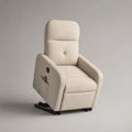 Fauteuil relax inclinable 80 x 90 x 105 cm beige en tissu polyester avec repose-pieds intégré