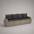 Canapé de jardin modulable 250 x 90 x 75 cm en résine tressée beige avec coussins gris